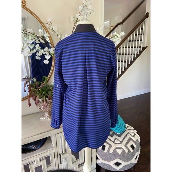 Blue and Black Calvin Klein Long Sleeved Shirt (Small) - Picture 3 of 3